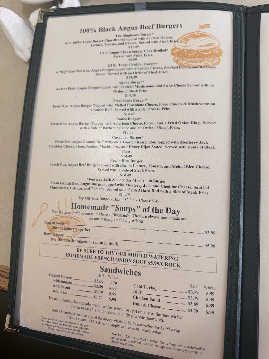 Bingham's Menu - Image 4